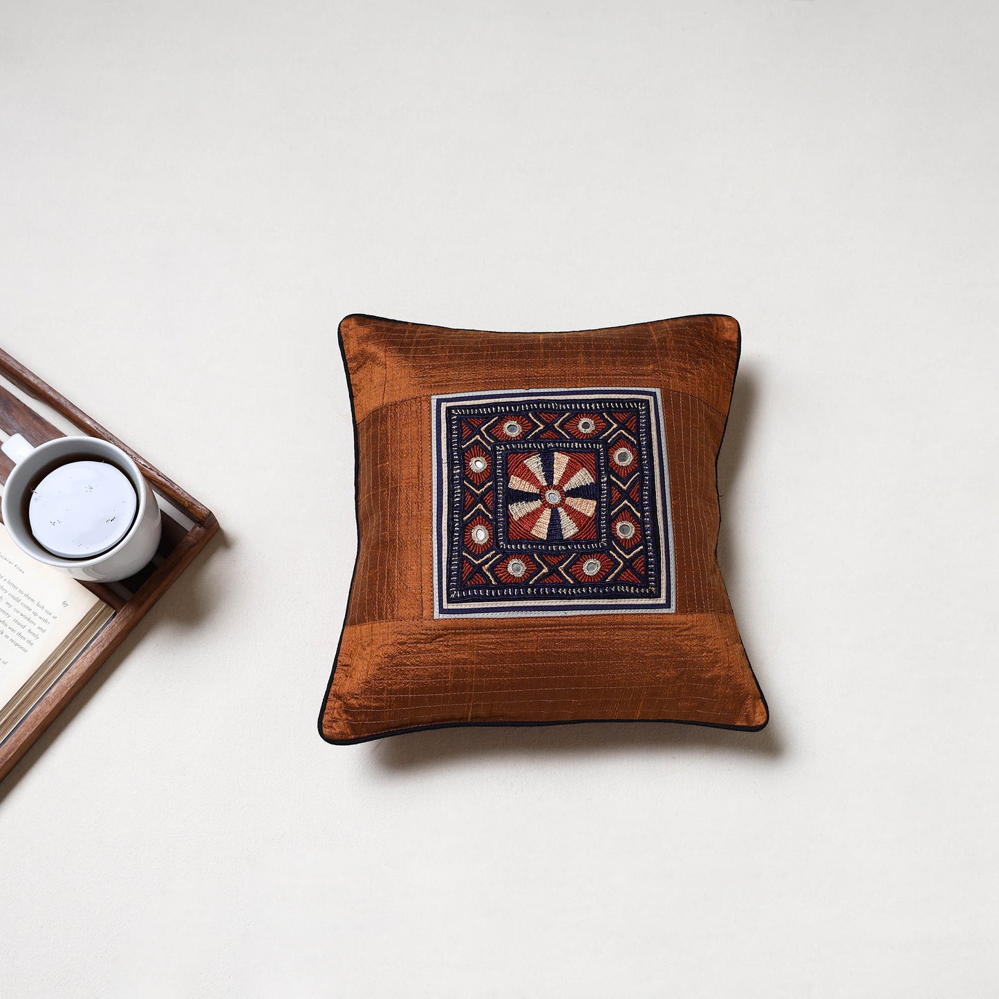 Kutch Jat Hand Embroidery Cushion Cover (12 x 12 in) 12