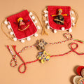  Handmade Fabric Flower Jute Rakhi (Set of 2)