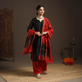 Black - chanderi silk shibori kurta set (set of 3) 10