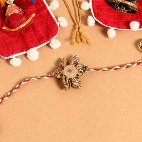  Handmade Fabric Flower Jute Rakhi (Set of 2)
