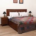 Multicolor - Ajrakh Hand Block Print Patchwork Tagai Work Double Bedsheet (108 x 90 in) 24
