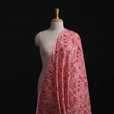 Pink - Sanganeri Hand Block Print Cotton Fabric 06