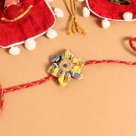  Handmade Fabric Flower Jute Rakhi (Set of 2)