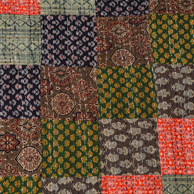 Ajrakh Hand Block Print Patchwork Tagai Work Double Bedsheet (108 x 90 in) 25