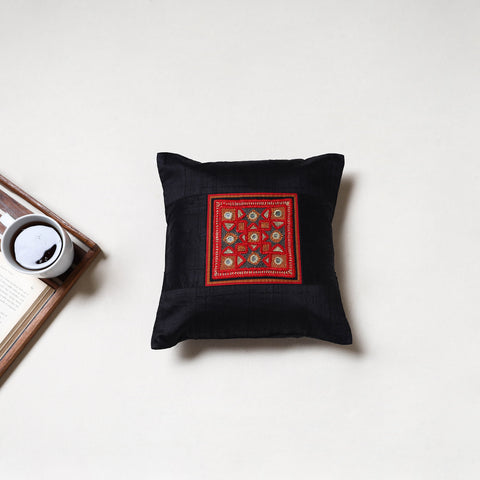 Black - Kutch Jat Hand Embroidery Cushion Cover (12 x 12 in) 10