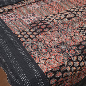 Ajrakh Hand Block Print Patchwork Tagai Work Double Bedsheet (108 x 90 in) 26