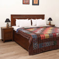 Ajrakh Hand Block Print Patchwork Tagai Work Double Bedsheet (108 x 90 in) 27