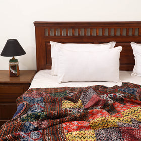 Ajrakh Hand Block Print Patchwork Tagai Work Double Bedsheet (108 x 90 in) 27
