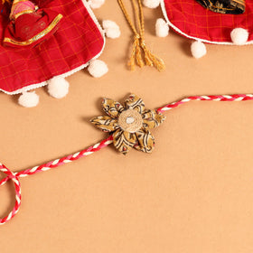  Handmade Fabric Flower Jute Rakhi (Set of 2)