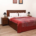Ajrakh Hand Block Print Patchwork Tagai Work Double Bedsheet (108 x 90 in) 28