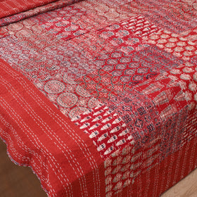 Ajrakh Hand Block Print Patchwork Tagai Work Double Bedsheet (108 x 90 in) 28