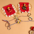  Handmade Fabric Flower Jute Rakhi (Set of 2)