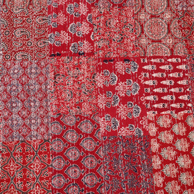 Ajrakh Hand Block Print Patchwork Tagai Work Double Bedsheet (108 x 90 in) 28