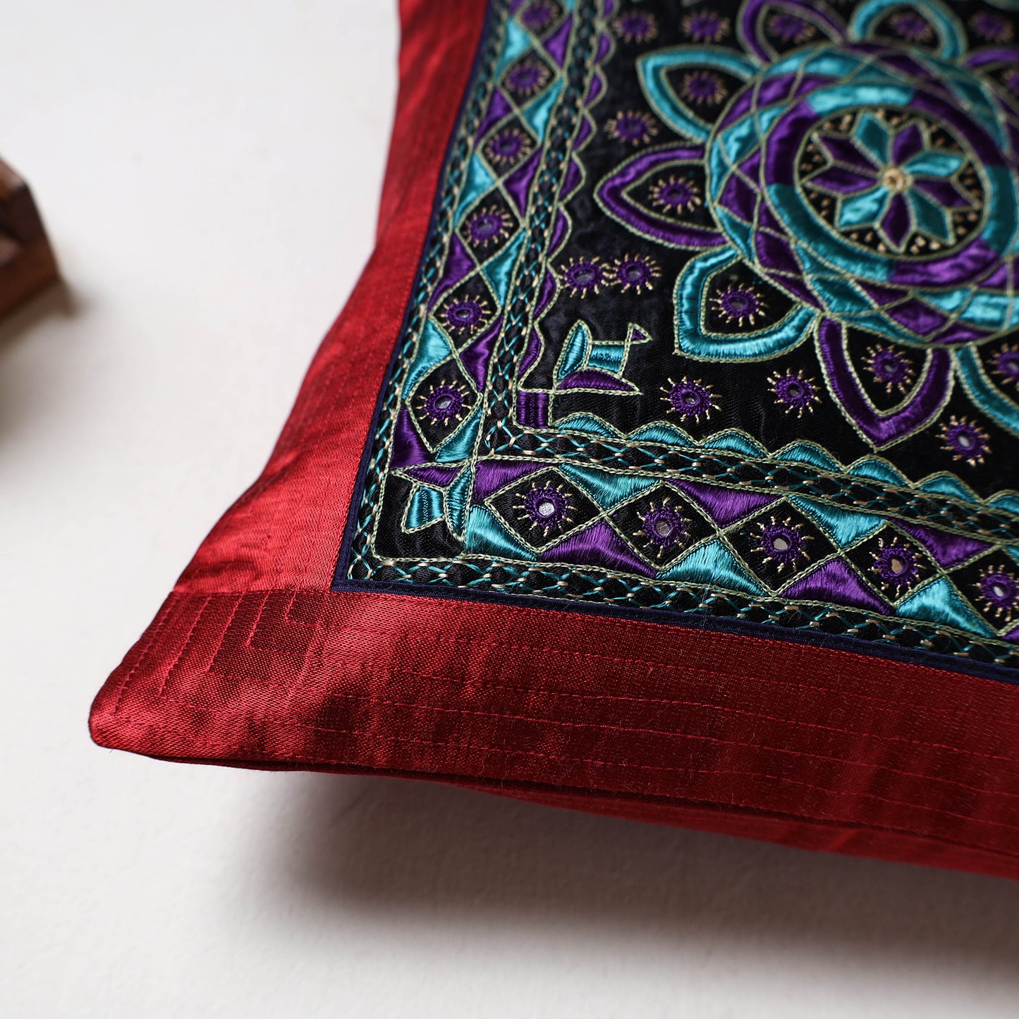 Kutch Pakko Hand Embroidery Cushion Cover (12 x 12 in) 09