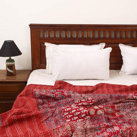 Ajrakh Hand Block Print Patchwork Tagai Work Double Bedsheet (108 x 90 in) 28