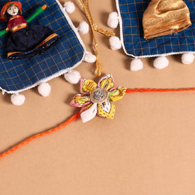  Handmade Fabric Flower Jute Rakhi (Set of 2)