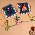  Handmade Fabric Flower Jute Rakhi (Set of 2)