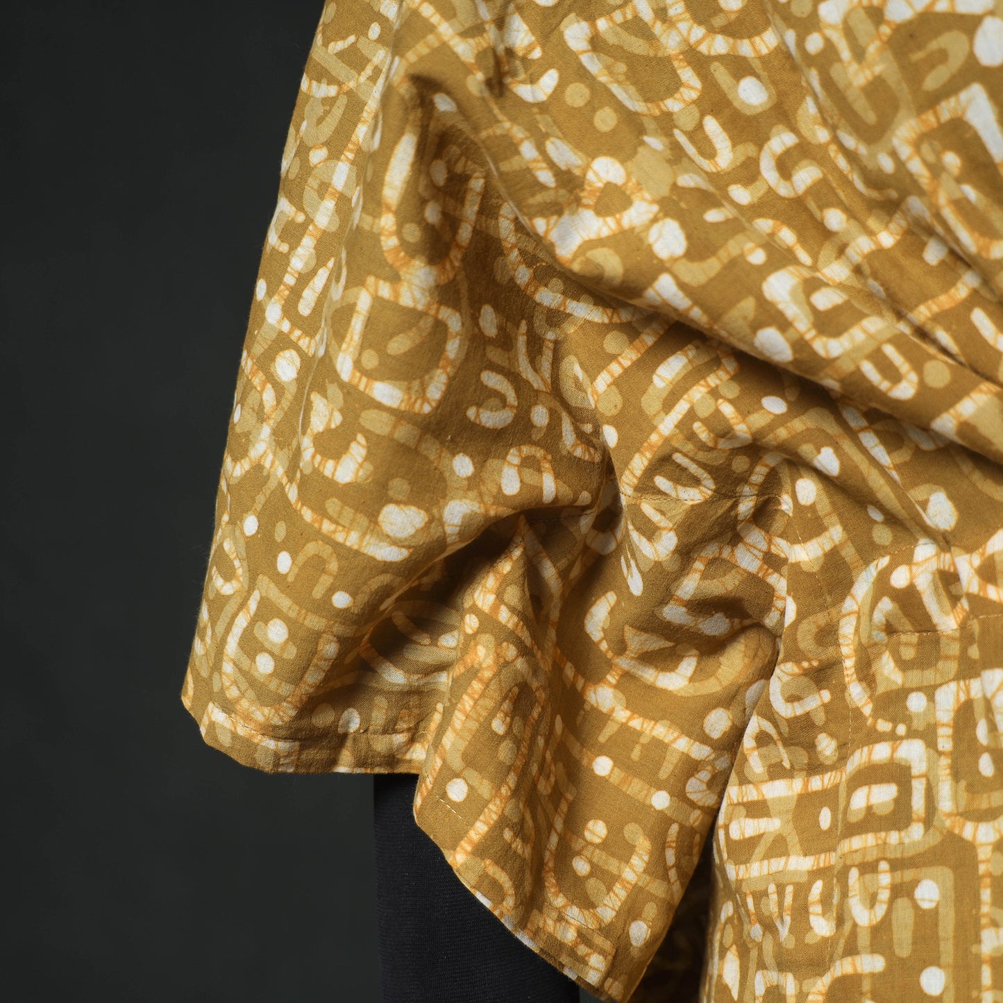 Yellow - Hand Block Batik Print Cotton Kaftan (Long) 01