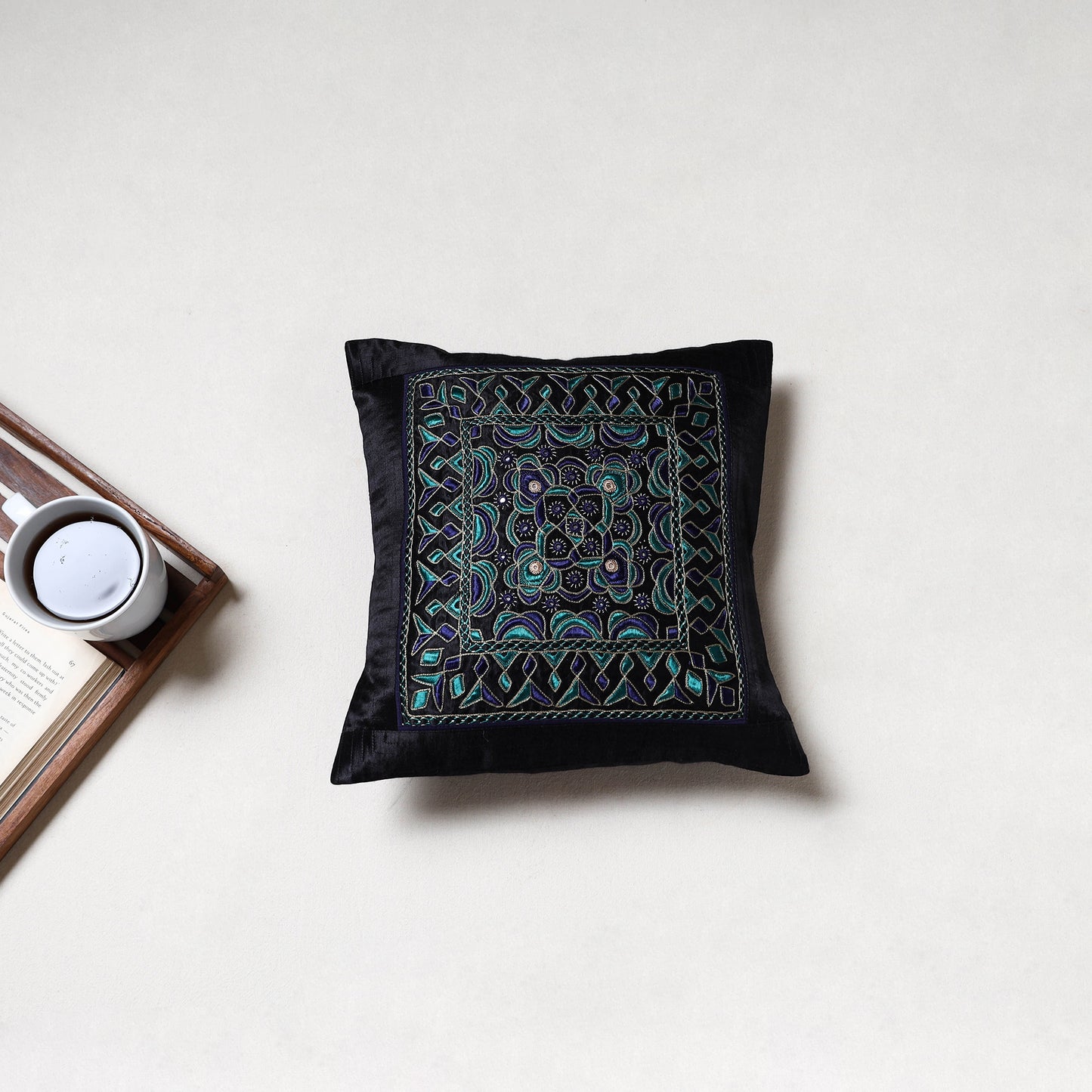 Kutch Pakko Hand Embroidery Cushion Cover (12 x 12 in) 06