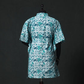 Green - Hand Block Batik Print Cotton Kaftan (Medium) 59