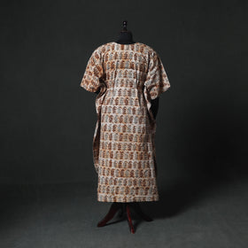Brown - Hand Block Batik Print Cotton Kaftan (Long) 02