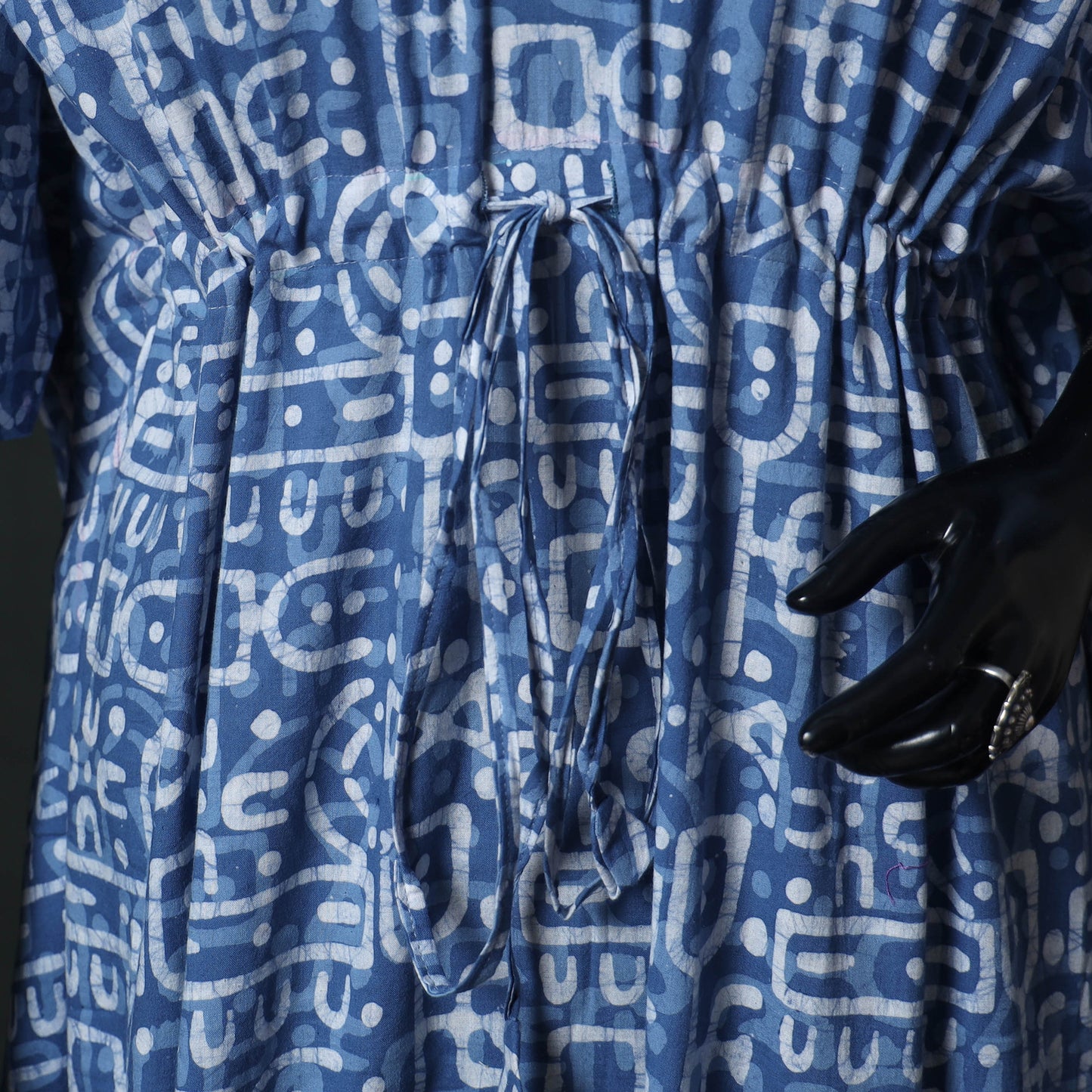 Blue - Hand Block Batik Print Cotton Kaftan (Long) 03