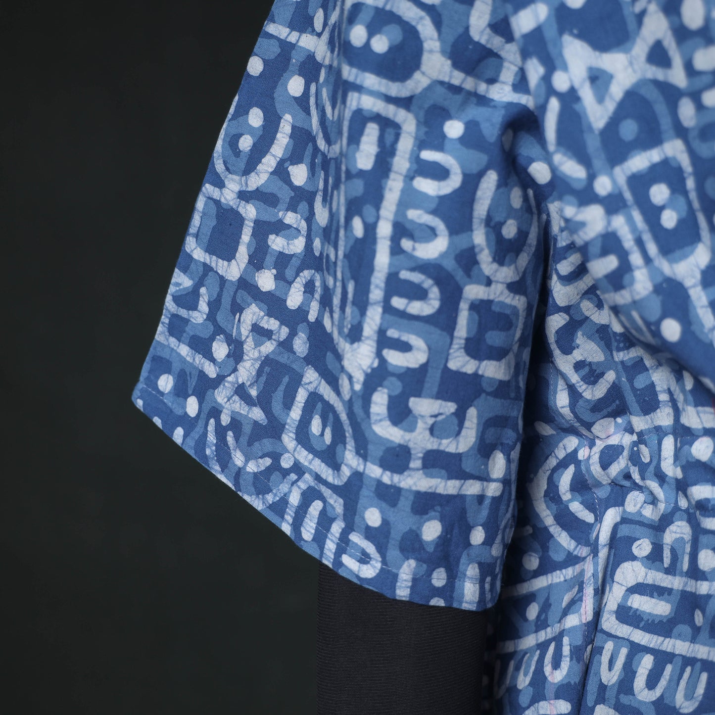 Blue - Hand Block Batik Print Cotton Kaftan (Long) 03