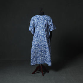 Blue - Hand Block Batik Print Cotton Kaftan (Long) 03