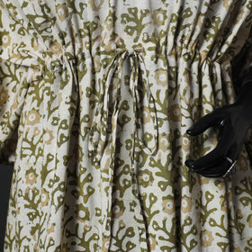 Green - Hand Block Batik Print Cotton Kaftan (Long) 04