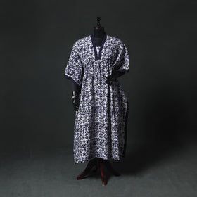Blue - Hand Block Batik Print Cotton Kaftan (Long) 05