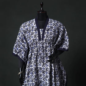 Blue - Hand Block Batik Print Cotton Kaftan (Long) 05