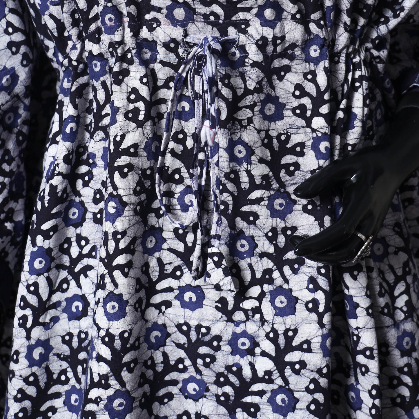 Blue - Hand Block Batik Print Cotton Kaftan (Long) 05