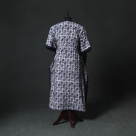Blue - Hand Block Batik Print Cotton Kaftan (Long) 05