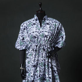 Blue - Hand Block Batik Print Cotton Kaftan (Long) 06