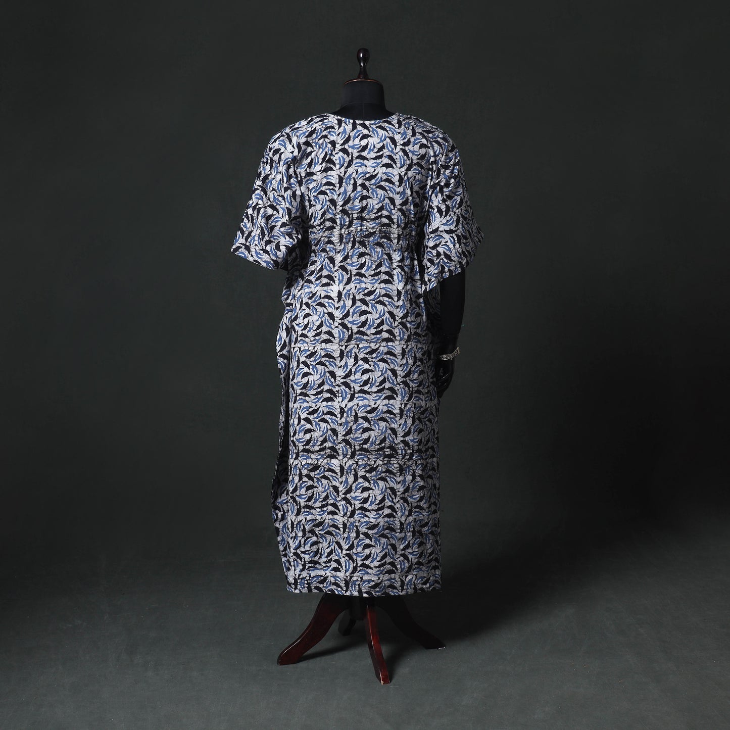 Blue - Hand Block Batik Print Cotton Kaftan (Long) 07