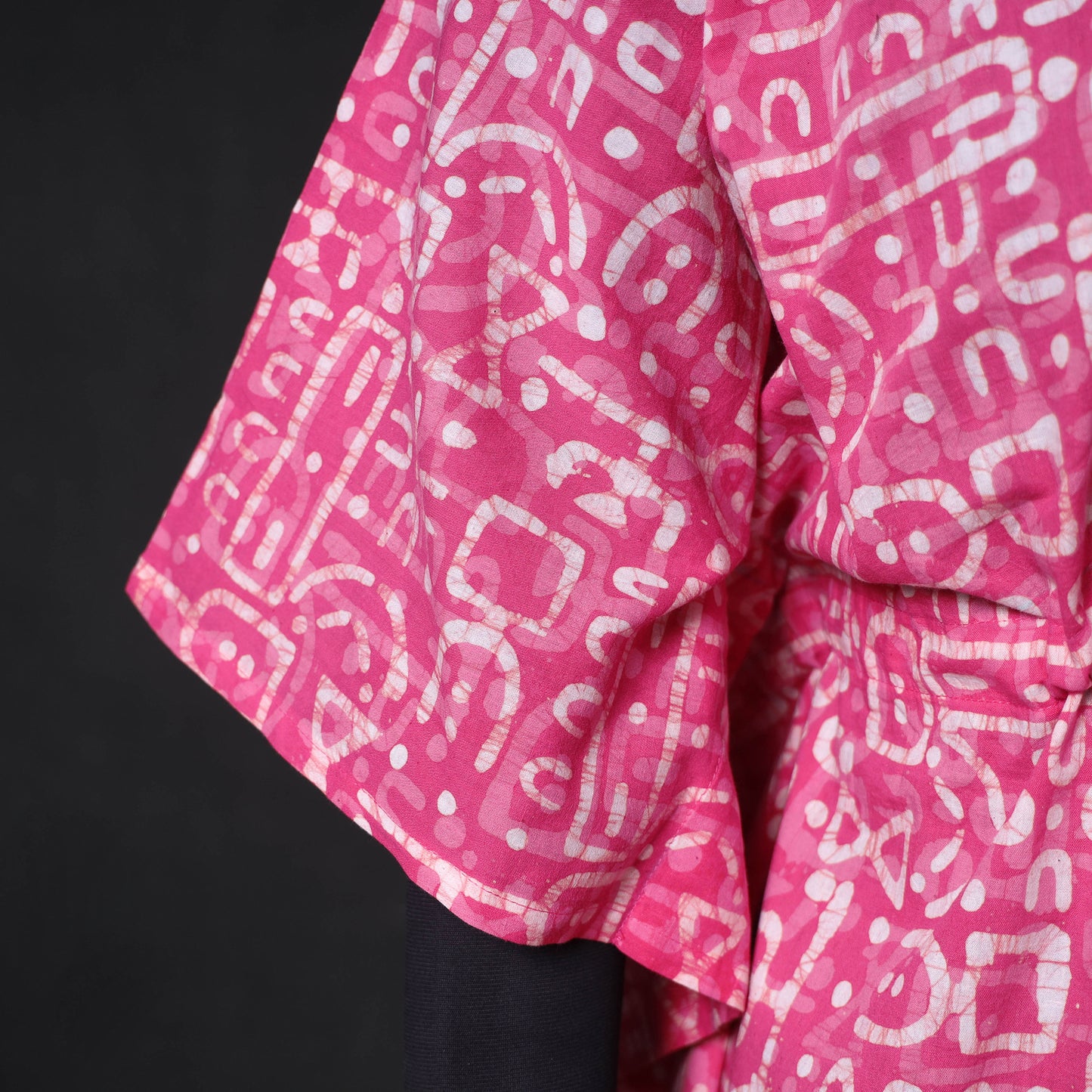Pink - Hand Block Batik Print Cotton Kaftan (Long) 08
