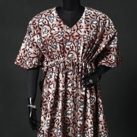Brown - Hand Block Batik Print Cotton Kaftan (Long) 09