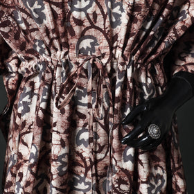 Brown - Hand Block Batik Print Cotton Kaftan (Long) 09
