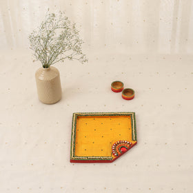 Diwali decor handpainted wooden pooja thali 07 - handcrafted
