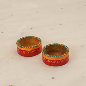 Diwali decor handpainted wooden pooja thali 07 - handcrafted