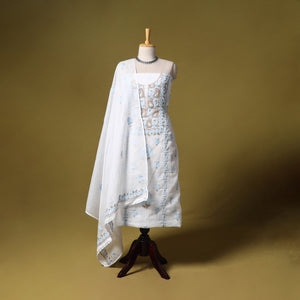 Kota Doria Cotton Lucknow Chikankari 2pc Unstitched Dress Material 40