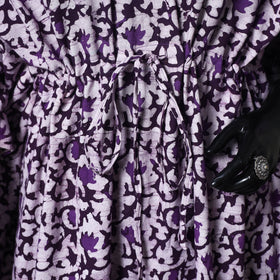 Purple - hand Block Batik Print Cotton Kaftan (Long) 11