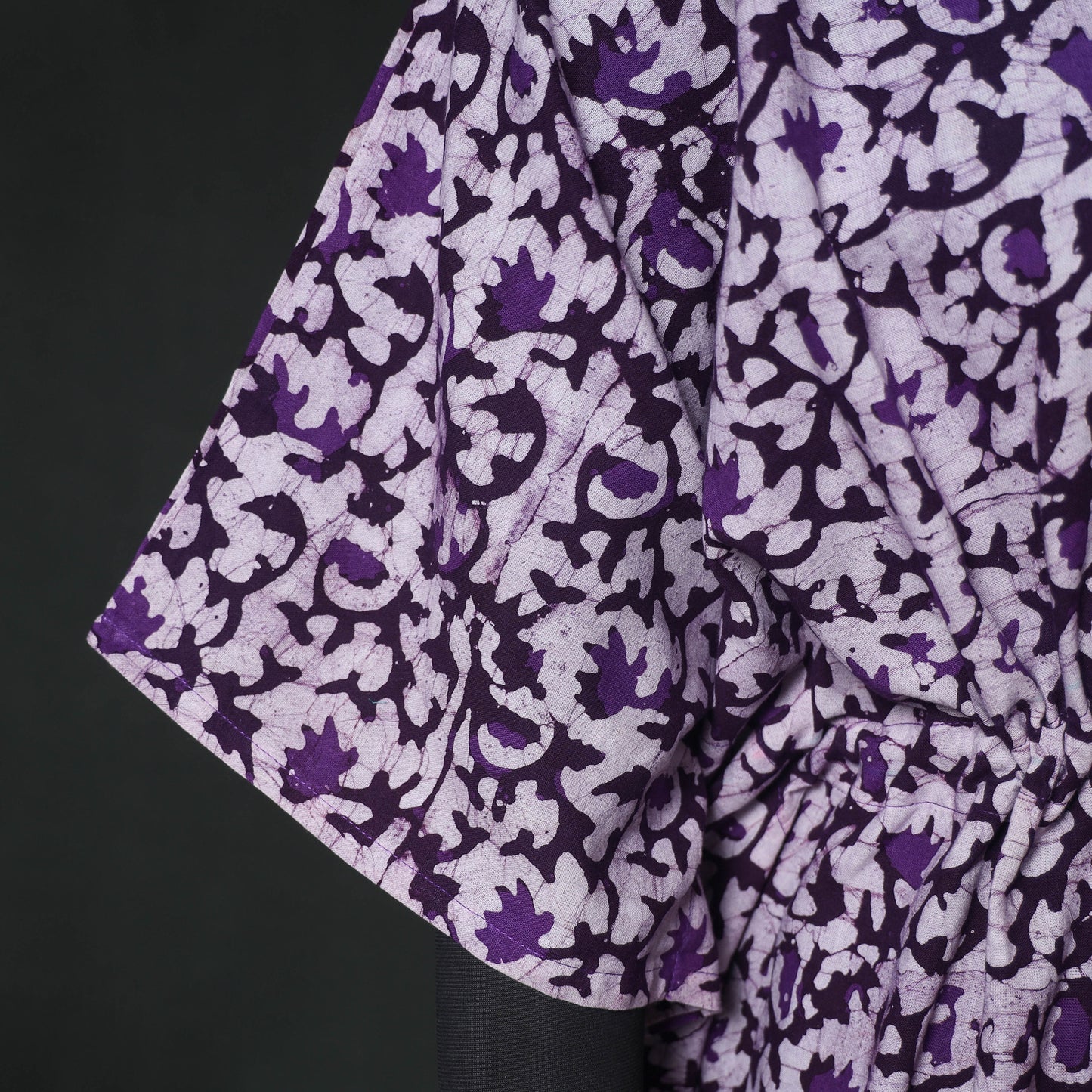 Purple - hand Block Batik Print Cotton Kaftan (Long) 11