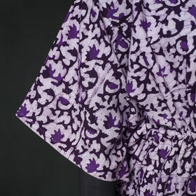Purple - hand Block Batik Print Cotton Kaftan (Long) 11