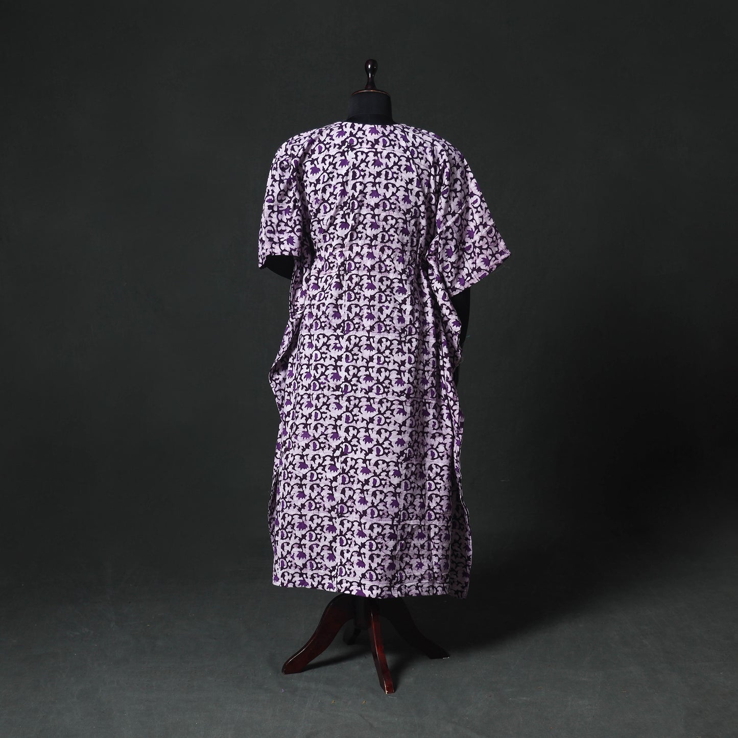 Purple - hand Block Batik Print Cotton Kaftan (Long) 11