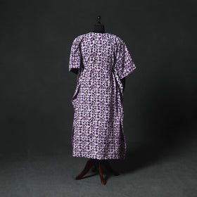 Purple - hand Block Batik Print Cotton Kaftan (Long) 11