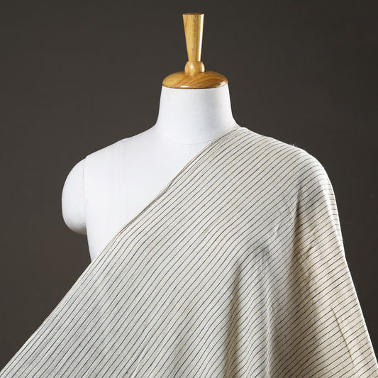 Beige - Organic Kala Cotton Pure Handloom Stripes Fabric