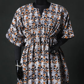 Orange - Hand Block Batik Print Cotton Kaftan (Long) 20