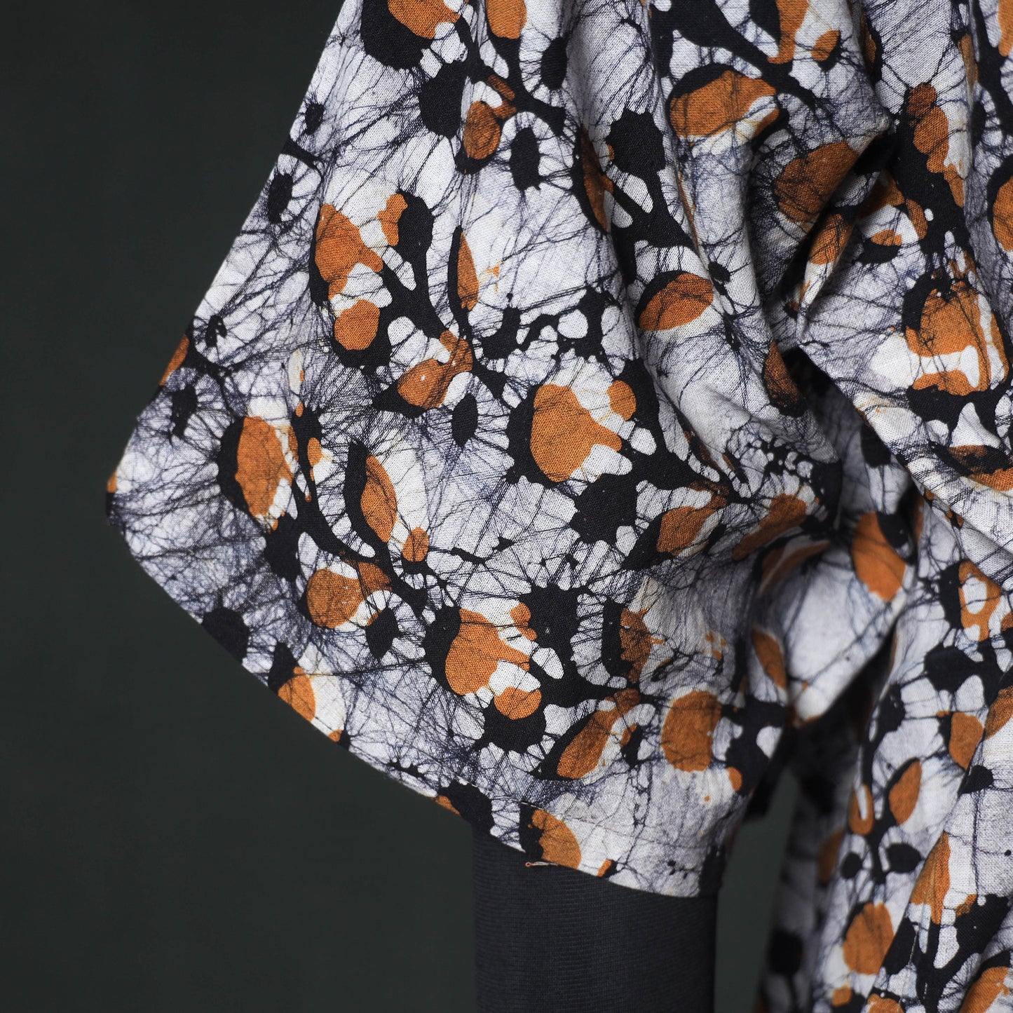 Orange - Hand Block Batik Print Cotton Kaftan (Long) 20