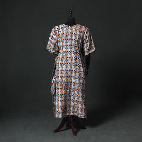 Orange - Hand Block Batik Print Cotton Kaftan (Long) 20